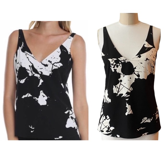 Tibi Black and White, Paint Splatter, Abstract Print, Sleeveless Tank SZ Small - Picture 1 of 6